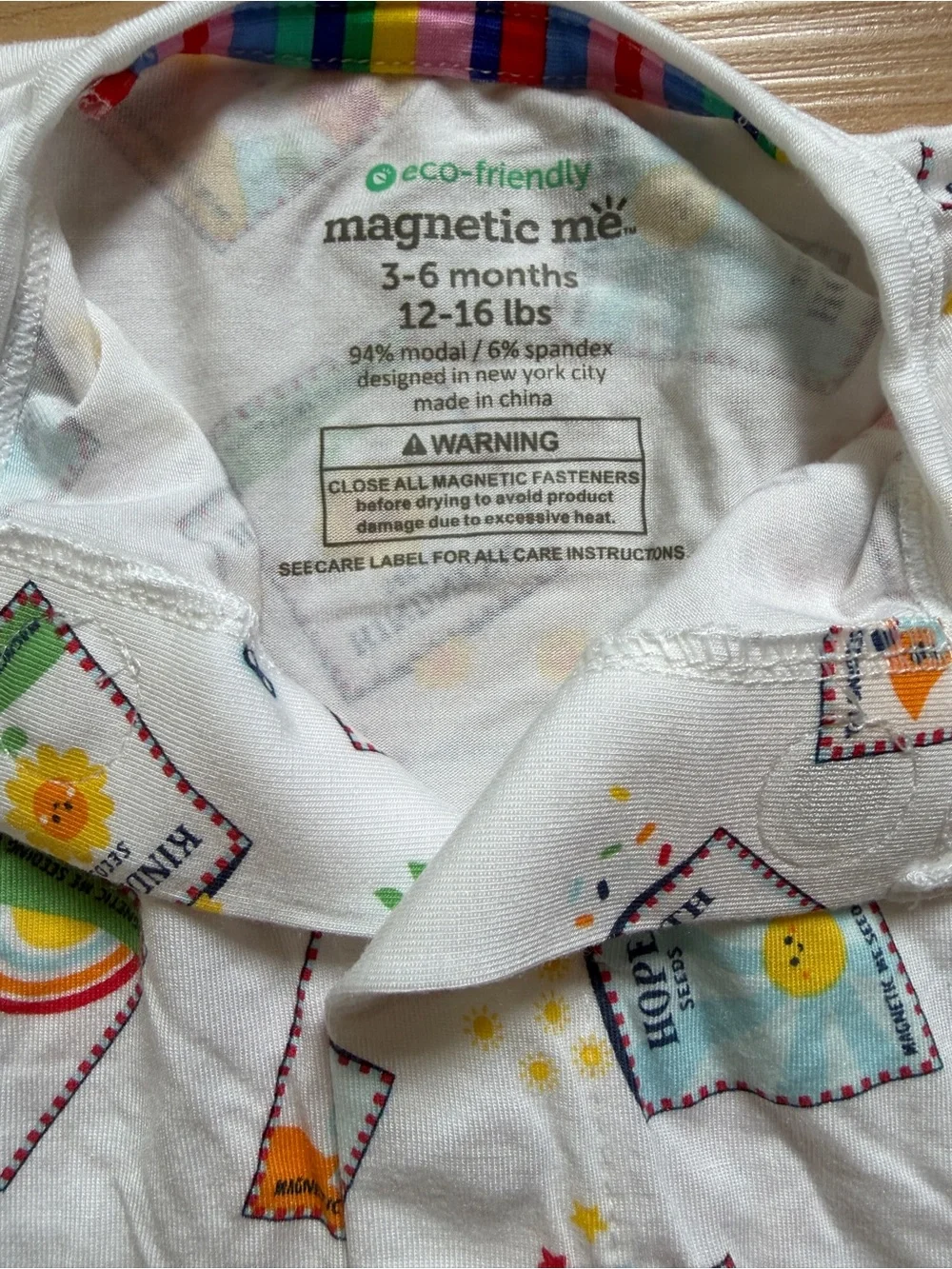 Magnetic Me White Footed One-Piece with Colorful Stamp Prints